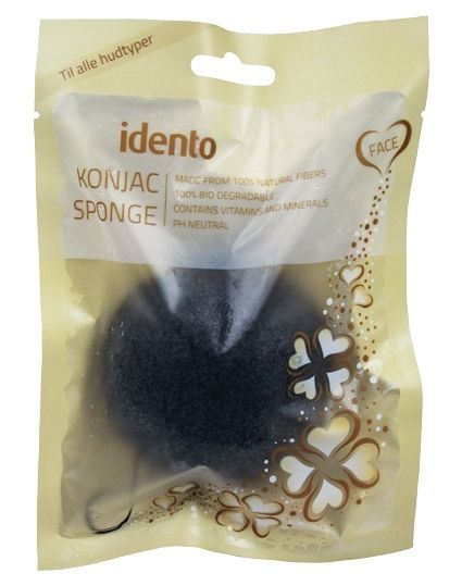 Idento Konjac Sponge Halfball Bamboo Charcoal (black)
