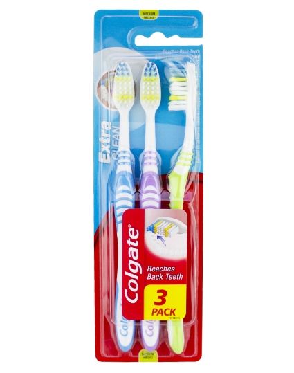 Colgate Extra Clean Toothbrushes - Medium - 3 pack