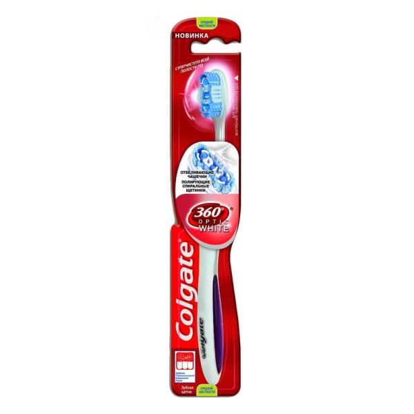 Colgate 360 Optic White Toothbrush - Medium - Purple