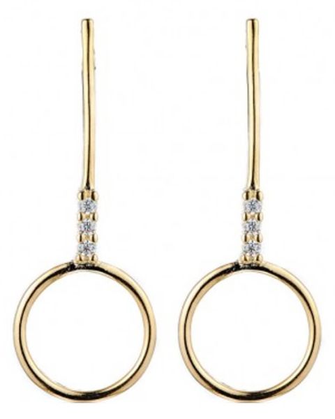 Everneed Daniella - Long Gold Earrings with circle (U)